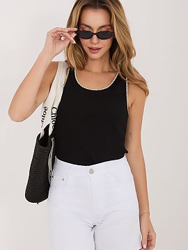 Top Rue Paris  Top feminin cu bretele este o propunere universală în stil casual, ideală pentru ținutele de zi cu zi. Modelul cu lungime standard și d