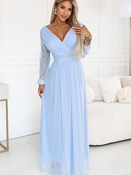 Rochie lungă Numoco  Imaginați-vă intrarea la o petrecere, când contează ușurința și siguranța în mișcare. Această rochie albastră maxi va fi perfect