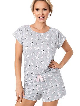 Pijama Donna  Pijama de damă Bunny Short gri din bumbac este un set ușor și confortabil creat pentru nopți mai calde și relaxare în intimitatea case