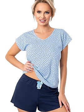 Pijama Donna  Pijama de damă din bumbac Star Short cu stele este o propunere pentru femeile care apreciază combinația de confort și aspect stilat. Rea