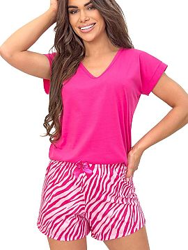 Pijama Donna  Pijama de damă cu mâneci scurte Zebra este o combinație elegantă de confort, croială feminină și design modern și expresiv. Nuanța 