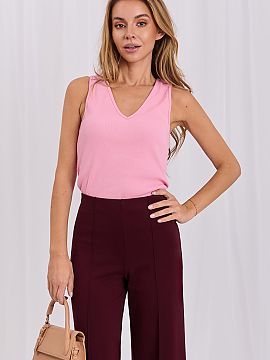 Top Rue Paris  Tricou casual feminin cu bretele, cu un caracter simplu și universal. Realizat dintr-o amestec de înaltă calitate de bumbac și elastan �