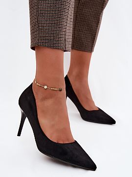 Pantofi cu toc subţire (stiletto) Step in style  Tocurile realizate din imitație de catifea sunt o propunere stilată pentru femeile care apreciază eleganța și formele clasice. Tocul î