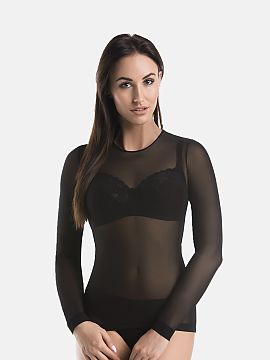 Bluză Teyli  Bluza clasică de damă de culoare neagră. Confecționată dintr-o rețea elegantă, nobilă și transparentă. Materialul de înaltă cali