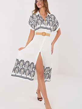 Rochie de zi Italy Moda  O rochie stilată de vară cu croială cămășuță, care combină confortul purtării zilnice cu o aparență elegantă. Croiala simplă f