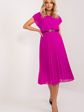 Rochie de zi Rue Paris  Rochie midi elegantă cu partea inferioară plisată este o combinație perfectă între stilul feminin, confort și clasicismul atemporal. 