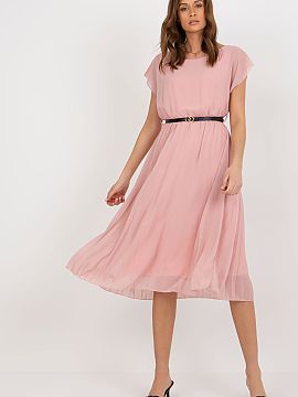 Rochie de zi Rue Paris  Rochia midi elegantă cu partea inferioară plisată este o combinație perfectă între stilul feminin, confort și clasicismul atemporal. 