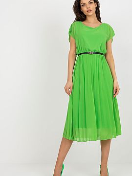 Rochie de zi Rue Paris  O rochie midi elegant cu partea inferioară plisată este o combinație perfectă între stilul feminin, confort și clasicismul atemporal. 