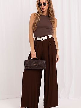 Pantaloni de damă Rue Paris  Pantaloni pentru femei, largi, din material textil, sunt un model elegant și confortabil, perfect atât pentru ziua de zi, cât și pentru 