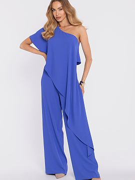 Salopetă Moe  Un costum elegant cu partea de sus asimetrică este o propunere pentru femeile care apreciază stilul modern și eleganța rafinată. Realiz