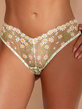 Chiloți în stil brazilian Kinga  Chilot brazilian Summer Muse B-1258/2 fascinează prin broderia subtilă în nuanțe de galben-pălărie și forma ușoară și feminină. P