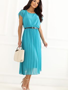 Rochie de zi Rue Paris  Rochie midi elegantă cu partea inferioară plisată este o combinație perfectă între stilul feminin, confort și clasicism atemporal. Cr