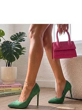 Pantofi cu toc subţire (stiletto) Solea  Adăugați un caracter unic stilizării dvs. cu ajutorul eleganților pantofi verzi cu toc înalt. Culoarea lor reînnoiește perfect atât 