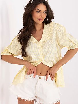 Cămaşă cu mânecă scurtă Italy Moda  Cămașa casual pentru femei într-un model trendy în carouri este o propunere ideală pentru femeile care apreciază confortul combinat cu