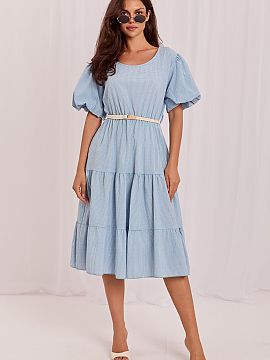Rochie de zi Italy Moda  Rochie de vară pentru femei, cu croială cloș, este o propunere ideală pentru ținutele de zi cu zi. Modelul clasic în carouri îi confe