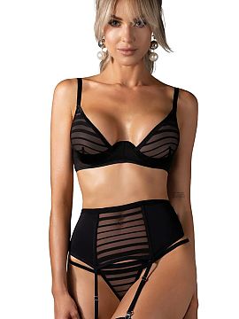 Lenjerie sexy completă Obsessive  Setul Lune Bellis format din 3 piese este o propunere specială pentru femeile care apreciază designul modern, eleganța și detaliile înd