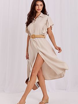 Rochie de zi Italy Moda  Rochie ușoară și elegantă de vară cu croială de cămașă este o propunere ideală pentru ziua de zi și pentru muncă. Croiala evazat