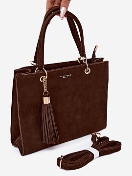 Poşetă de zi Step in style  Geanta de damă tip servieta, realizată din imitație de catifea, este un accesoriu elegant care completează perfect atât ținutele de zi