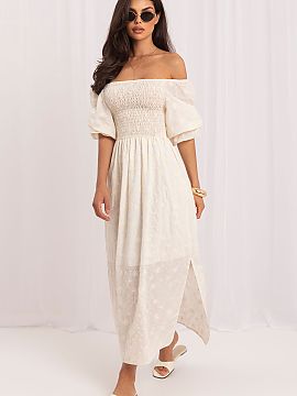 Rochie de zi Lakerta  Rochia midi evazată este propunerea ideală pentru zilele calde pentru femeile care apreciază stilul romantic și confortul. Realizată di