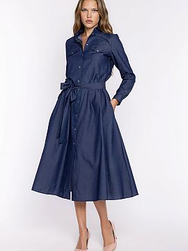 Rochie de zi Nife  Rochia jeans midi este combinația perfectă între stilul clasic, confort și funcționalitate. Realizată dintr-un denim ușor din 100% bu