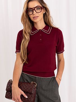 Pulover cu mânecă scurtă Italy Moda  Pulover damă cu guler în stil polo este o propunere casual și universală, care se potrivește perfect atât pentru ziua de zi, cât și 