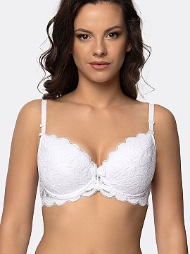 Push-up Róża  Sutien push-up alb Termena este o alegere senzuală și elegantă, care subliniază perfect forma sânilor. Cupele sutienului sunt decorate 