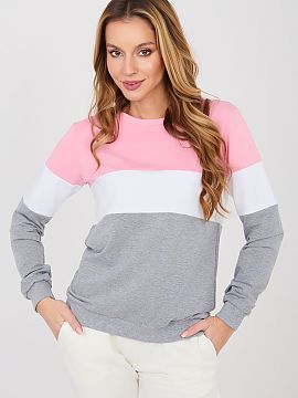 Bluză Rue Paris  Bluza damă tricoloră în stil casual este o propunere confortabilă pentru fiecare zi. Modelul este realizat dintr-o combinație moale de 