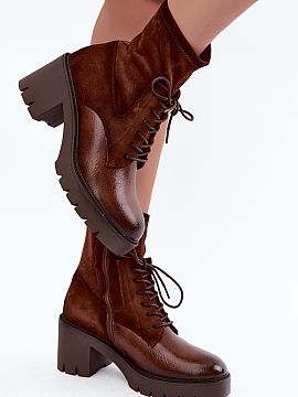 Botine cu toc Step in style  Botinele pentru femei de la Vinceza sunt un model elegant pentru zilele mai reci, realizat dintr-o combinație de piele ecologică și mater