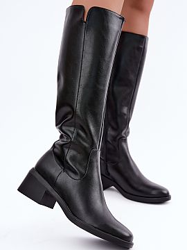 Cizme cu toc Step in style  Cizme elegante de damă din piele naturală, arată clasic și atemporal, iar interiorul căptușit asigură un confort sporit în sezonul t