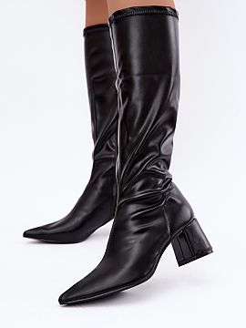 Cizme cu toc Step in style  Cizmele pentru femei din piele ecologică sunt o propunere elegantă cu un design feminin și subțire. Căptușeala care se potrivește per