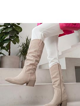 Cizme cu toc Solea  Cizmele de damă de tip cowboy din piele ecologică de catifea sunt un accesoriu la modă care va evidenția caracterul fiecărei stilizări