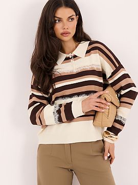 Pulover Factory Price  Pulover pentru femei cu dungi este o propunere stylish care combină eleganța cu un caracter casual. Croiala clasică de lungime standard �