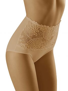 Chiloţi Wolbar  Chiloți cu talie înaltă care modelează ușor burtica. Partea din față este decorată cu dantelă, iar spatele este neted. Funcțional 