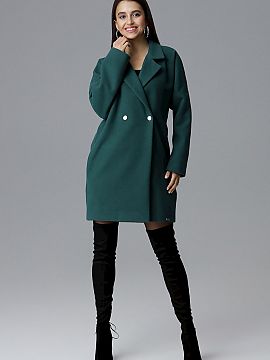 Palton Figl  Palton lejer cu mâneci kimono, perfect pentru un stil modern. Model cu croială dublă, cu butoni de presare decorativi și buzunare. Fabri