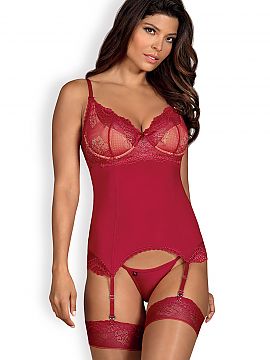 Lenjerie sexy completă Obsessive  Un corset senzual de Rosalyne în culoarea vinului roșu, cu tanga. Surpriza serii? - Tu și această frumusețe!
 Tot ce trebuie să ști�