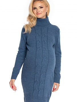 Rochii maternitate PeeKaBoo  Rochie lungă tip pulover, terminată cu guler înalt. Un motiv izbitor de carouri pe partea din față.