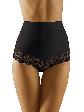 Chiloţi Wolbar  Chiloți cu talie înaltă care modelează ușor corpul. Decorat cu dantelă fermecătoare de-a lungul coapselor și fesei. Aplatizează sub