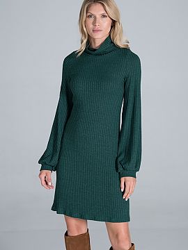 Rochie de zi Figl  Rochie midi cu guler înalt din tricot cu nervuri, cu mâneci lungi și un tiv cu nervuri.