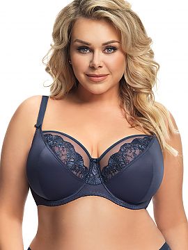 Soft Gorsenia Lingerie  Sutien albastru marin, elegant, care modelează perfect, ridică și menține bustul la locul lui. Netedă în partea de jos, excelentă pen