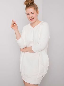 Rochie de zi Relevance  Rochie plus size cu buzunare și mâneci 3/4, de culoare ecru.