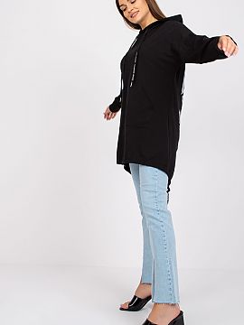 Bluză Italy Moda  Tricou cu croială extinsă, cu croială lungă, băgat pe cap. Hanorac cu glugă și buzunar cangur în față. Inscripție mare pe spate.