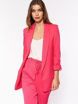 Sacou Nife  Întâmpină primăvara cu un look colorat! O jachetă oversize roz cu mâneci suflecate este alegerea perfectă pentru orice ocazie! Poate 