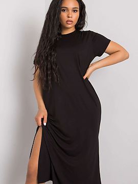 Rochie marime plus BFG  Rochie de vară de zi cu zi plus size, cu mâneci scurte, fante laterale în partea de jos. O alegere perfectă pentru multe ocazii.
