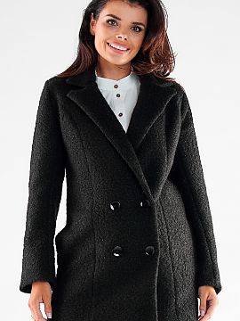 Palton awama  Palton elegant cu două rânduri de nasturi negri mari. Perfect pentru multe ocazii. Haina este complet căptușită.