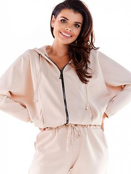 Bluză awama  Hanorac sportiv cu croială relaxată, cu glugă și închidere cu fermoar. Confecționat dintr-o țesătură fluidă, se potrivește perfec