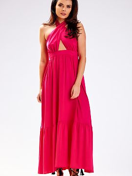 Rochie de zi awama  Rochie confecționată din viscoză naturală, plăcută la atingere. Partea de sus a rochiei este legată la gât, astfel încât poate fi 