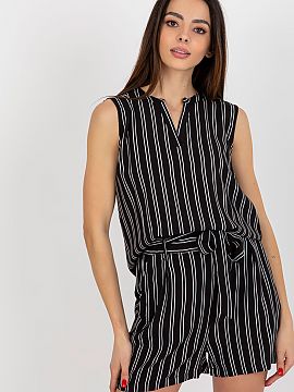 Bluză Fresh Made  Bluză fără mâneci, fără mâneci, cu decolteu în V, din material cu model.