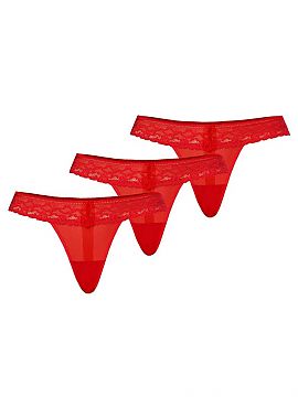 Completă Teyli  Un set de tanga pentru femei, sexy și ispititor pentru ochiul masculin, de un roșu suculent. Tripack-urile de tanga roșii sunt adesea ach