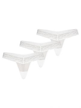 Completă Teyli  Seturi de tanga pentru femei, în culoarea albului de zăpadă. Sunt foarte plăcute din punct de vedere estetic, realizate din plasă trans