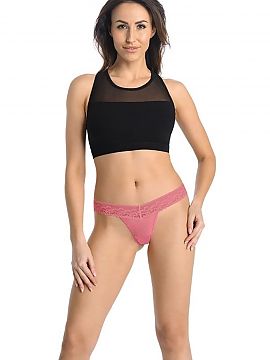 Tanga Teyli  Tanga sexy pentru femei, de culoare coral. În partea din față sunt confecționați din plasă transparentă, delicată la atingere și pe
